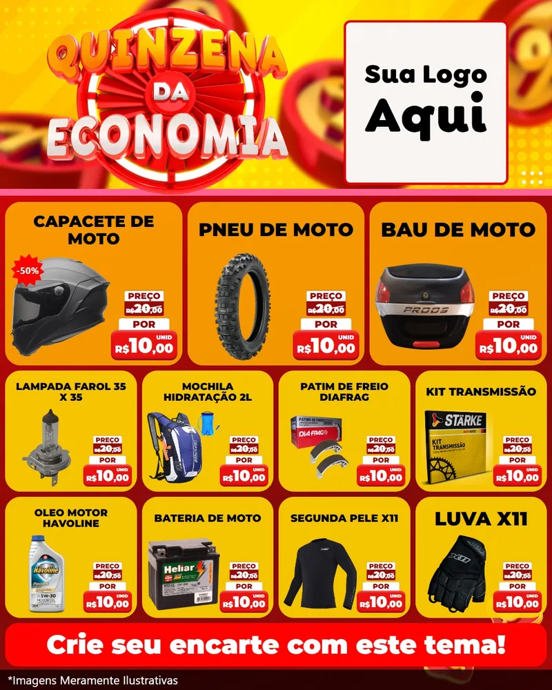 Modelo de Rede Social para Feed Instagram com o tema Quinzena Da Economia para Moto peças