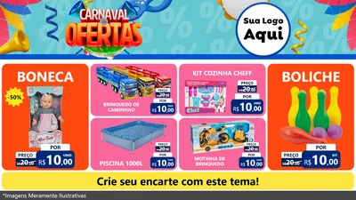 Modelo de TV para TV Horizontal com o tema Carnaval de Ofertas para Brinquedos