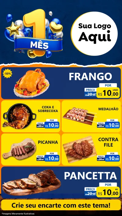 Modelo de TV para TV Vertical com o tema Um Mês de Aniversário para Assados