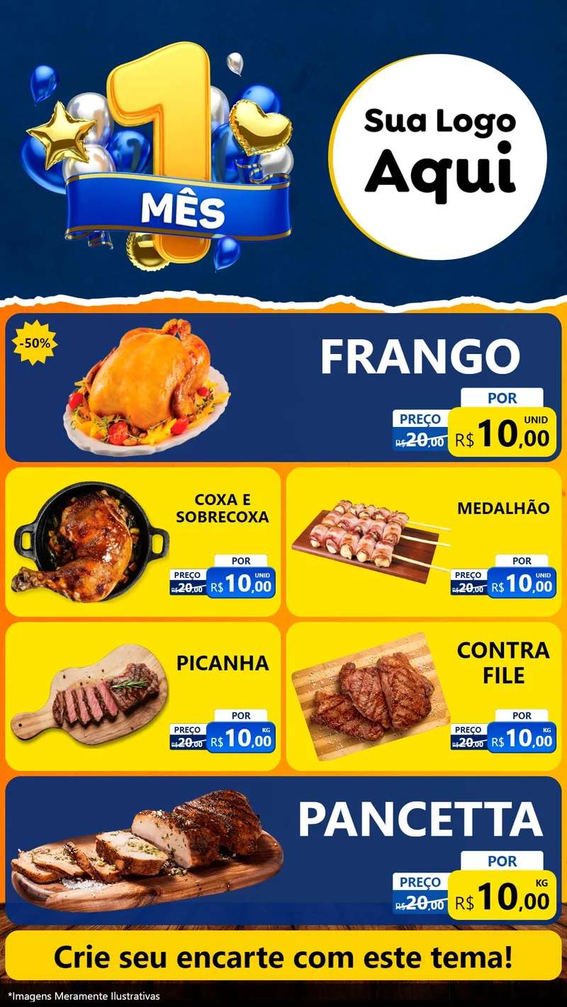 Modelo de TV para TV Vertical com o tema Um Mês de Aniversário para Assados