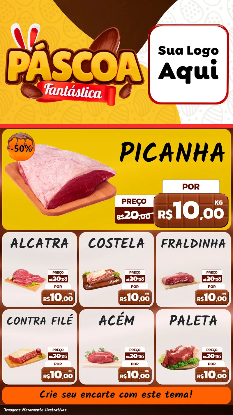 Modelo de Rede Social para Stories com o tema Páscoa Fantástica para Açougue