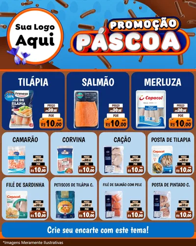 Modelo de Rede Social para Feed Instagram com o tema Promoção Páscoa para Peixaria