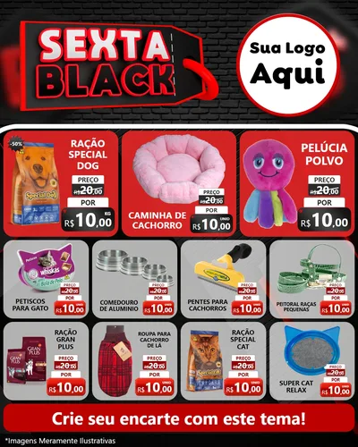 Modelo de Rede Social para Feed Instagram com o tema Sexta Black para Pet Shop