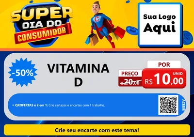 Modelo de Cartaz para Cartaz A4 Horizontal com o tema Super Dia do Consumidor para Farmácia