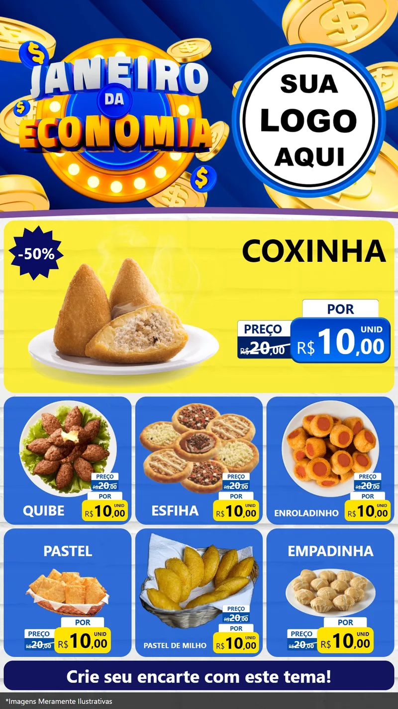 Modelo de Rede Social para Stories com o tema Janeiro da Economia para Salgadaria