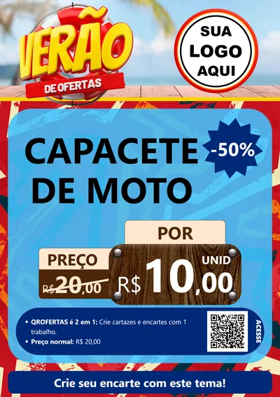 Modelo de Cartaz para Cartaz A4 Vertical com o tema Verão de Ofertas para Moto peças