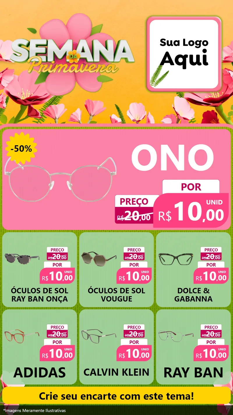 Modelo de Rede Social para Stories com o tema Semana da Primavera para Óticas