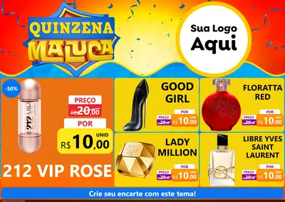 Modelo de Encarte para Encarte A4 Horizontal com o tema Quinzena Maluca para Perfumes