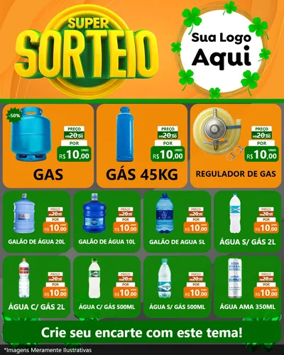 Modelo de Rede Social para Feed Instagram com o tema Super Sorteio para Água e gás