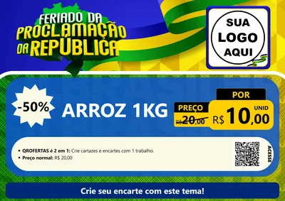 Modelo de Cartaz para Cartaz A4 Horizontal com o tema Feriado da Proclamação da República para Supermercado