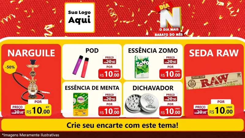 Modelo de TV para TV Horizontal com o tema Dia N o Dia Mais Barato do Mês para Tabacaria