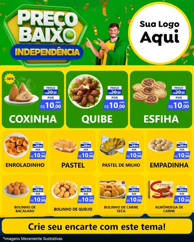 Modelo de Rede Social para Feed Instagram com o tema Preço Baixo de Independência para Salgadaria