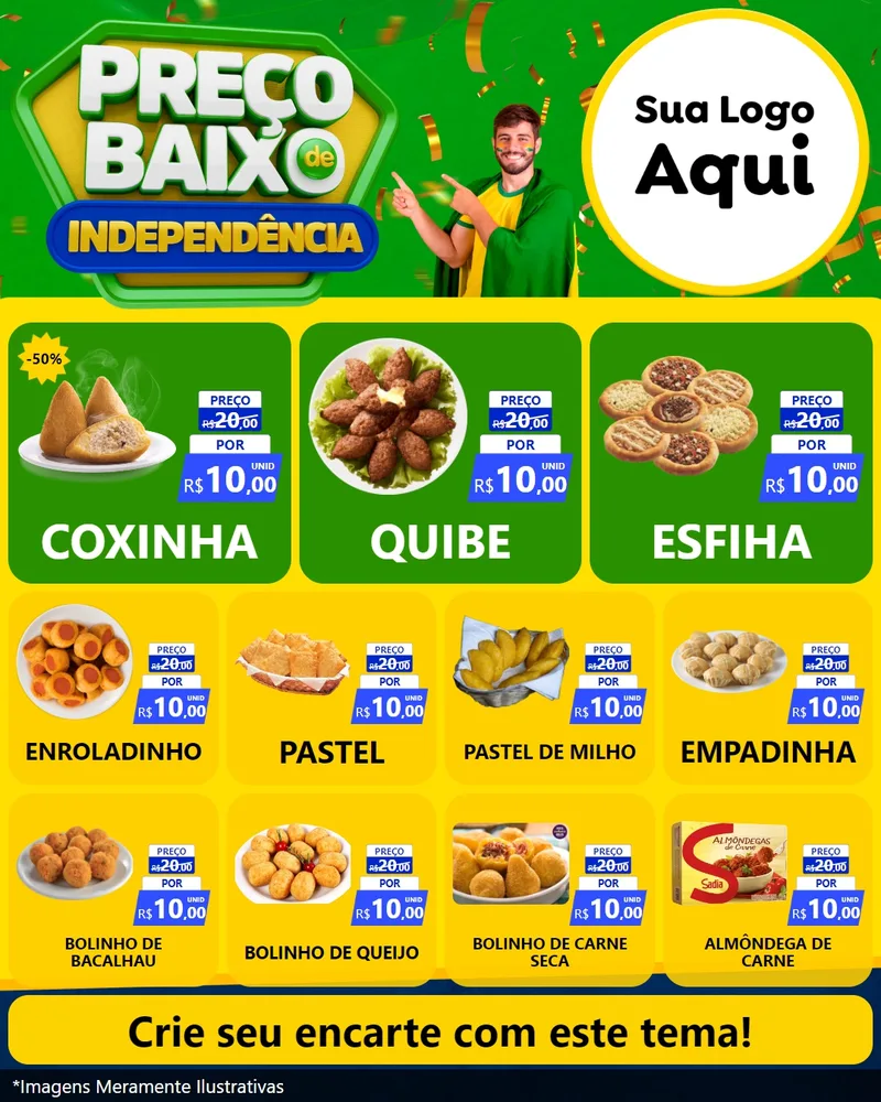 Modelo de Rede Social para Feed Instagram com o tema Preço Baixo de Independência para Salgadaria