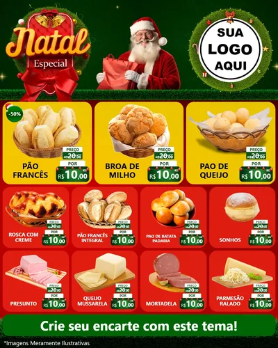 Modelo de Rede Social para Feed Instagram com o tema Natal Especial para Padaria