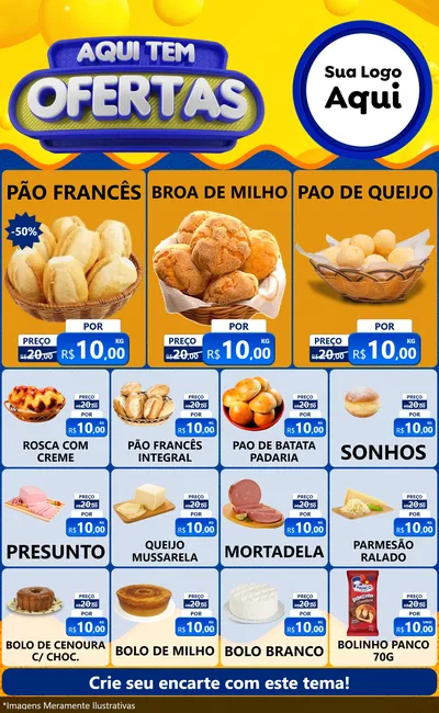 Modelo de Encarte para Encarte Grande com o tema Aqui Tem Ofertas para Padaria