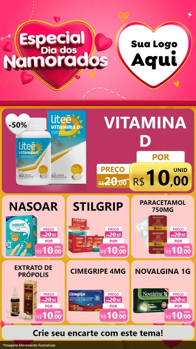 Modelo de Rede Social para Stories com o tema Especial Dia dos Namorados para Farmácia