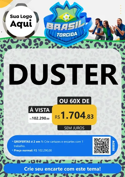 Modelo de Cartaz para Cartaz A4 Vertical com o tema Brasil Torcida - Copa para Concessionaria de Carros