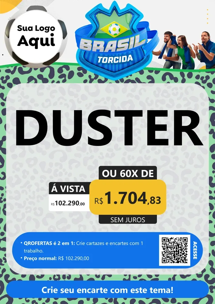 Modelo de Cartaz para Cartaz A4 Vertical com o tema Brasil Torcida - Copa para Concessionaria de Carros