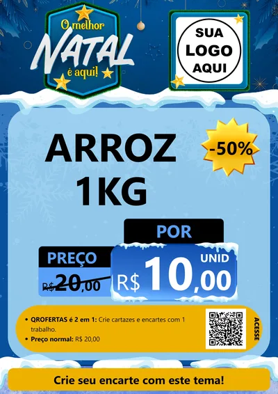Modelo de Cartaz para Cartaz A4 Vertical com o tema O Melhor Natal É Aqui! para Supermercado