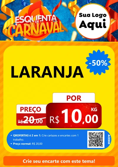 Modelo de Cartaz para Cartaz A4 Vertical com o tema Esquenta de Carnaval para Hortifrúti