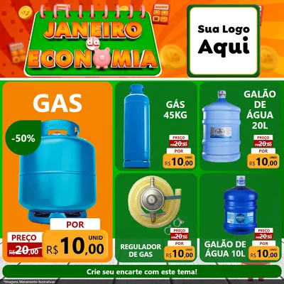 Modelo de Rede Social para Feed Facebook com o tema Janeiro da Economia para Água e gás
