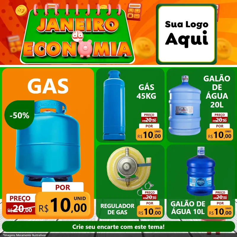 Modelo de Rede Social para Feed Facebook com o tema Janeiro da Economia para Água e gás