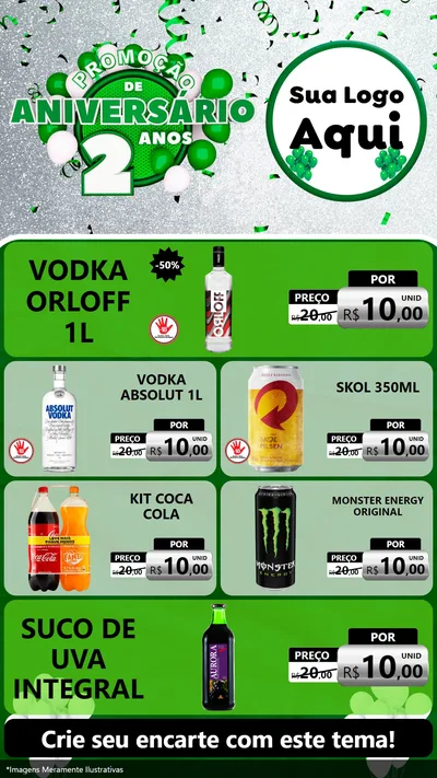 Modelo de TV para TV Vertical com o tema Promoção de Aniversário - 2 Anos para Distribuidora de bebidas