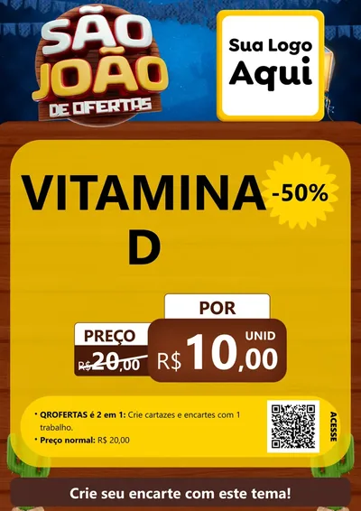 Modelo de Cartaz para Cartaz A4 Vertical com o tema São João Ofertas Imbatíveis! - Junina para Farmácia