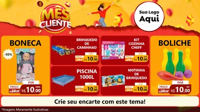 Modelo de TV para TV Horizontal com o tema Mês do Cliente para Brinquedos