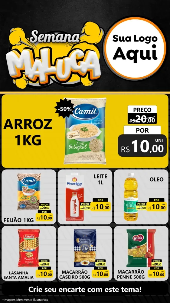 Modelo de Rede Social para Stories com o tema Semana Maluca para Supermercado