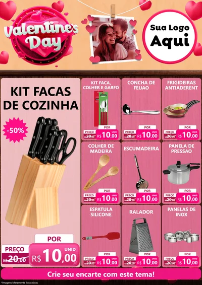Modelo de Encarte para Encarte A4 Vertical com o tema Valentine's Day para Utilidades Domésticas