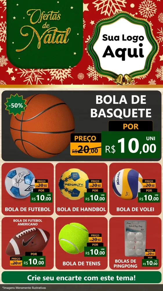 Modelo de Rede Social para Stories com o tema Natal de Ofertas para Artigos Esportivos