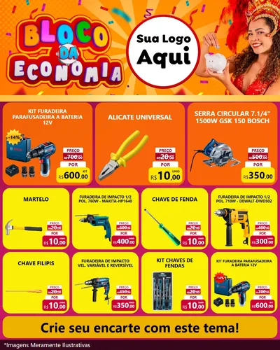 Modelo de Rede Social para Feed Instagram com o tema Bloco da Economia para Maquinas e Ferramentas