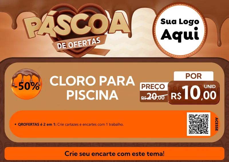 Modelo de Cartaz para Cartaz A4 Horizontal com o tema Páscoa de Ofertas para Produtos para Piscina