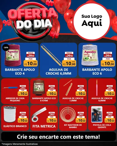 Modelo de Rede Social para Feed Instagram com o tema Oferta do Dia para Armarinho e Aviamentos