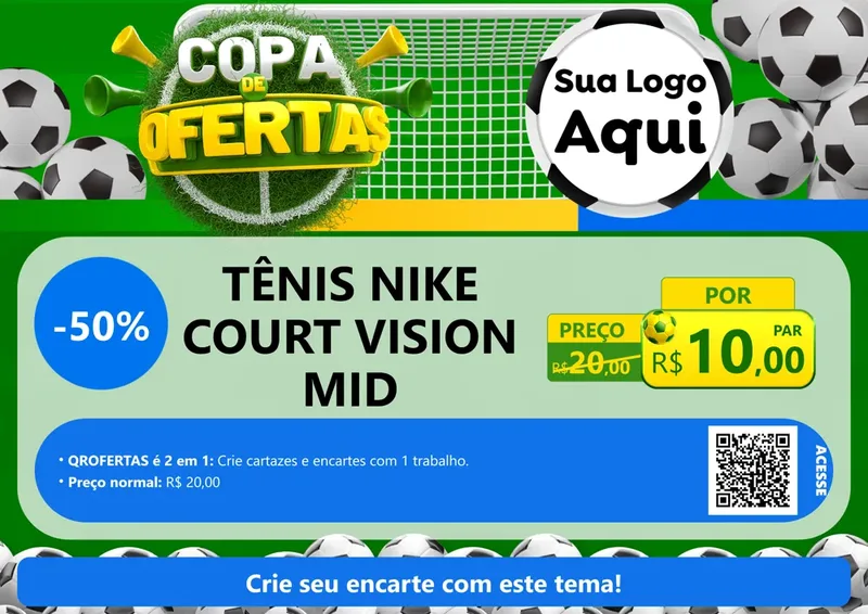 Modelo de Cartaz para Cartaz A4 Horizontal com o tema Copa De Ofertas para Calçados