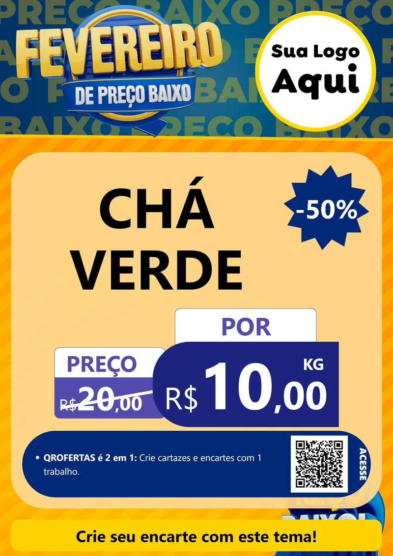 Modelo de Cartaz para Cartaz A4 Vertical com o tema Fevereiro de Preço Baixo para Produtos Naturais