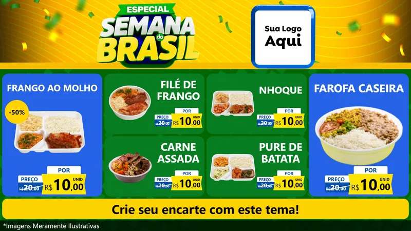 Modelo de TV para TV Horizontal com o tema Especial Semana do Brasil para Restaurante