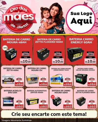 Modelo de Rede Social para Feed Instagram com o tema Dia Das Mães De Ofertas para Baterias Elétricas