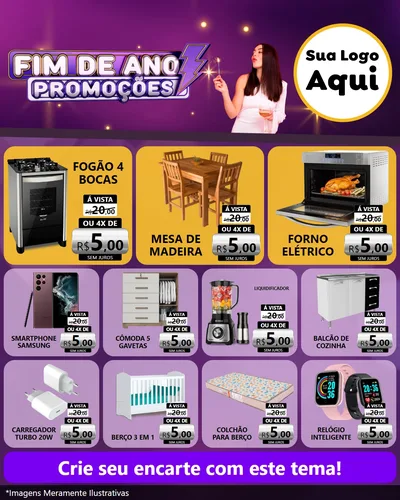 Modelo de Rede Social para Feed Instagram com o tema Fim de Ano Promoções para Móveis e Eletro