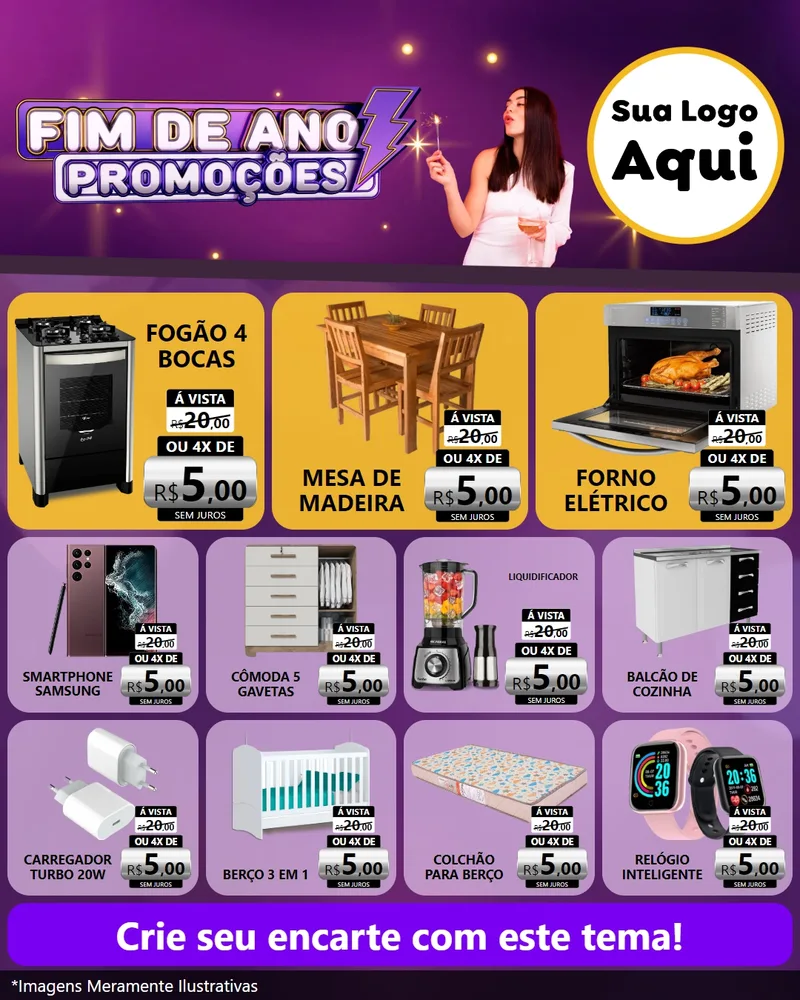 Modelo de Rede Social para Feed Instagram com o tema Fim de Ano Promoções para Móveis e Eletro