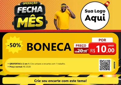 Modelo de Cartaz para Cartaz A4 Horizontal com o tema Operação Fecha Mês para Brinquedos