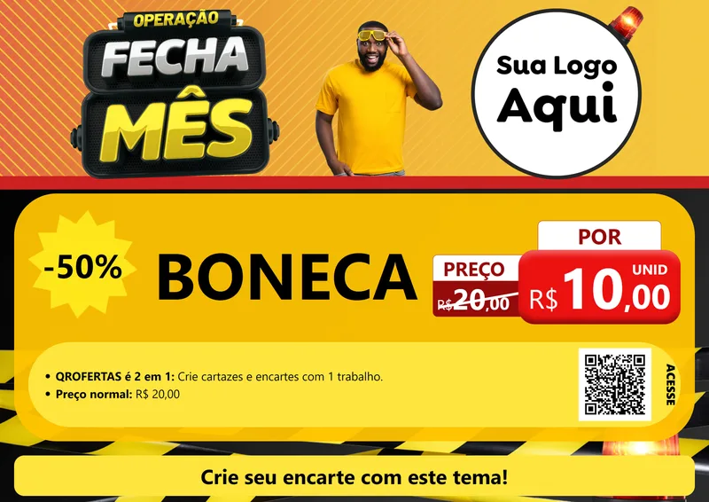 Modelo de Cartaz para Cartaz A4 Horizontal com o tema Operação Fecha Mês para Brinquedos