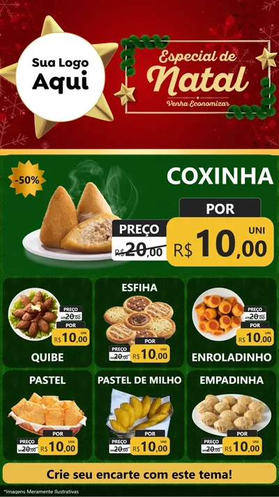 Modelo de Rede Social para Stories com o tema Especial de Natal para Salgadaria
