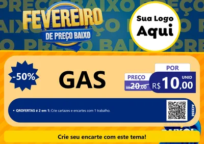 Modelo de Cartaz para Cartaz A4 Horizontal com o tema Fevereiro de Preço Baixo para Água e gás