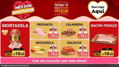 Modelo de TV para TV Horizontal com o tema Mês dos Namorados para Frios e Laticínios