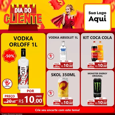 Modelo de Rede Social para Feed Facebook com o tema Dia do Cliente para Distribuidora de bebidas