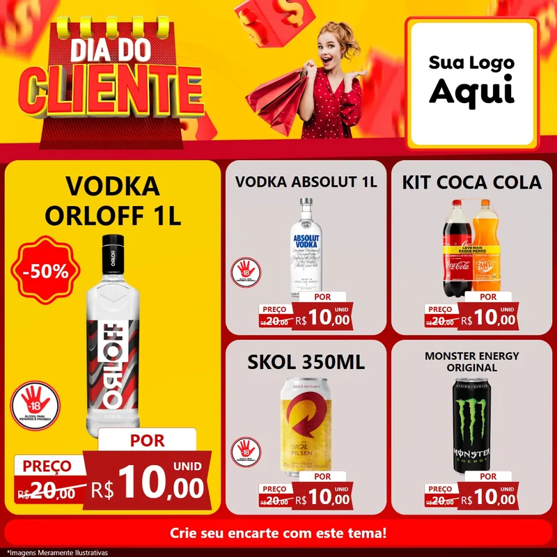 Modelo de Rede Social para Feed Facebook com o tema Dia do Cliente para Distribuidora de bebidas