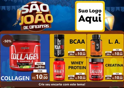 Modelo de Encarte para Encarte A4 Horizontal com o tema São João Ofertas Imbatíveis! - Junina para Suplementos alimentares