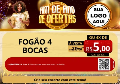 Modelo de Cartaz para Cartaz A4 Horizontal com o tema Fim de Ano de Ofertas para Móveis e Eletro
